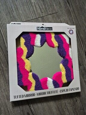 New! Boho 11"  homedeco Tufted Decorative Mirror - Pink, Purple, Yellow, White